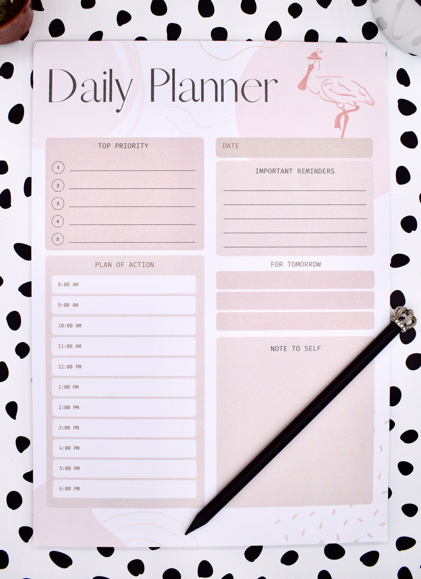 Pink Daily Planner Desk Pad