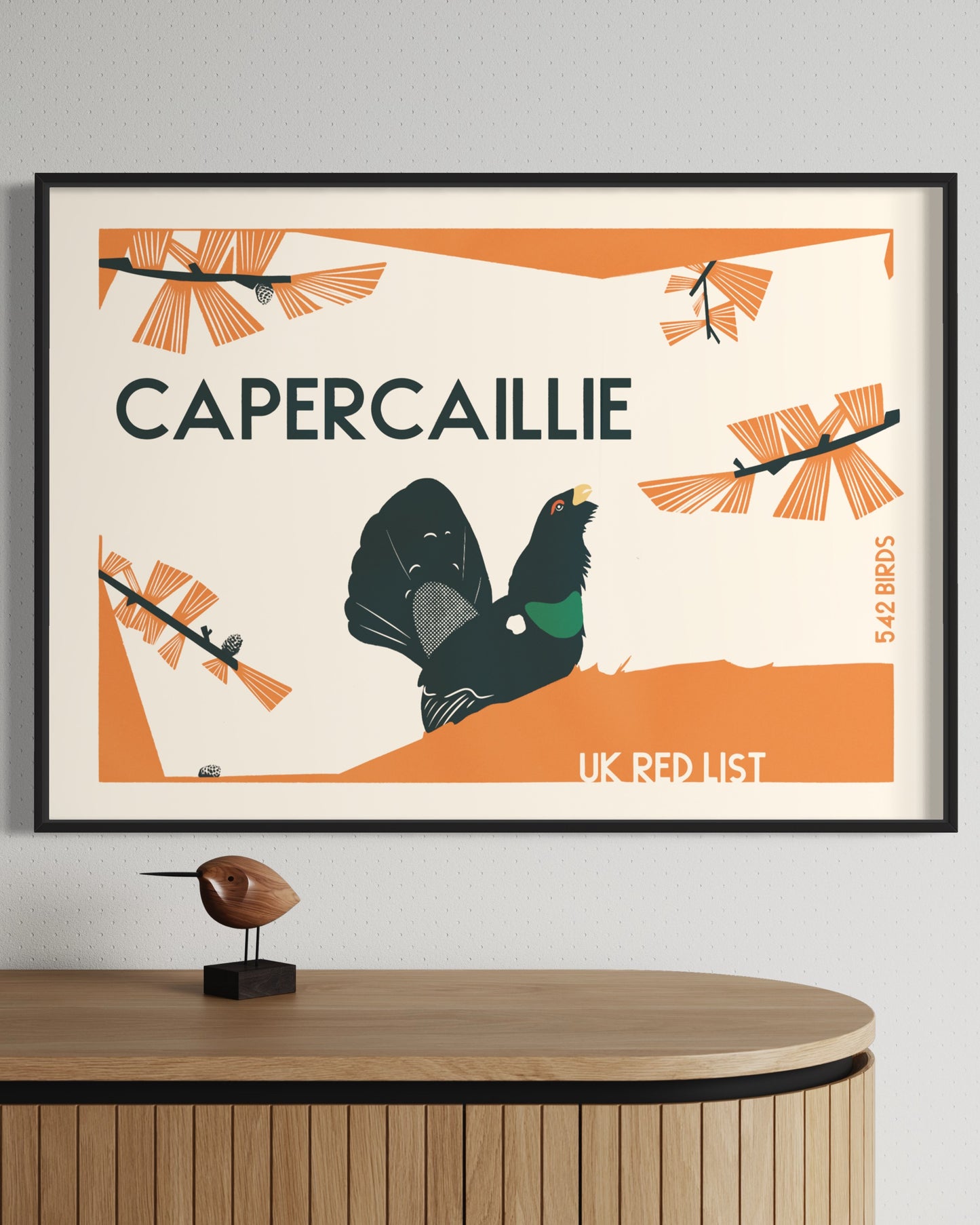 Capercaillie retro art print. Scottish highlands art prints.