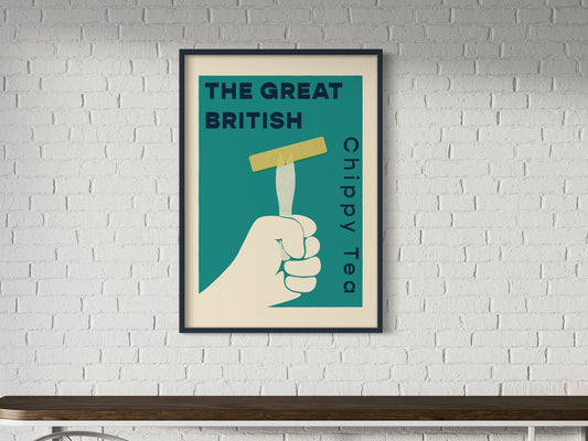 The Great British Chippy Tea Retro Wall Art. Kitchen Prints. 