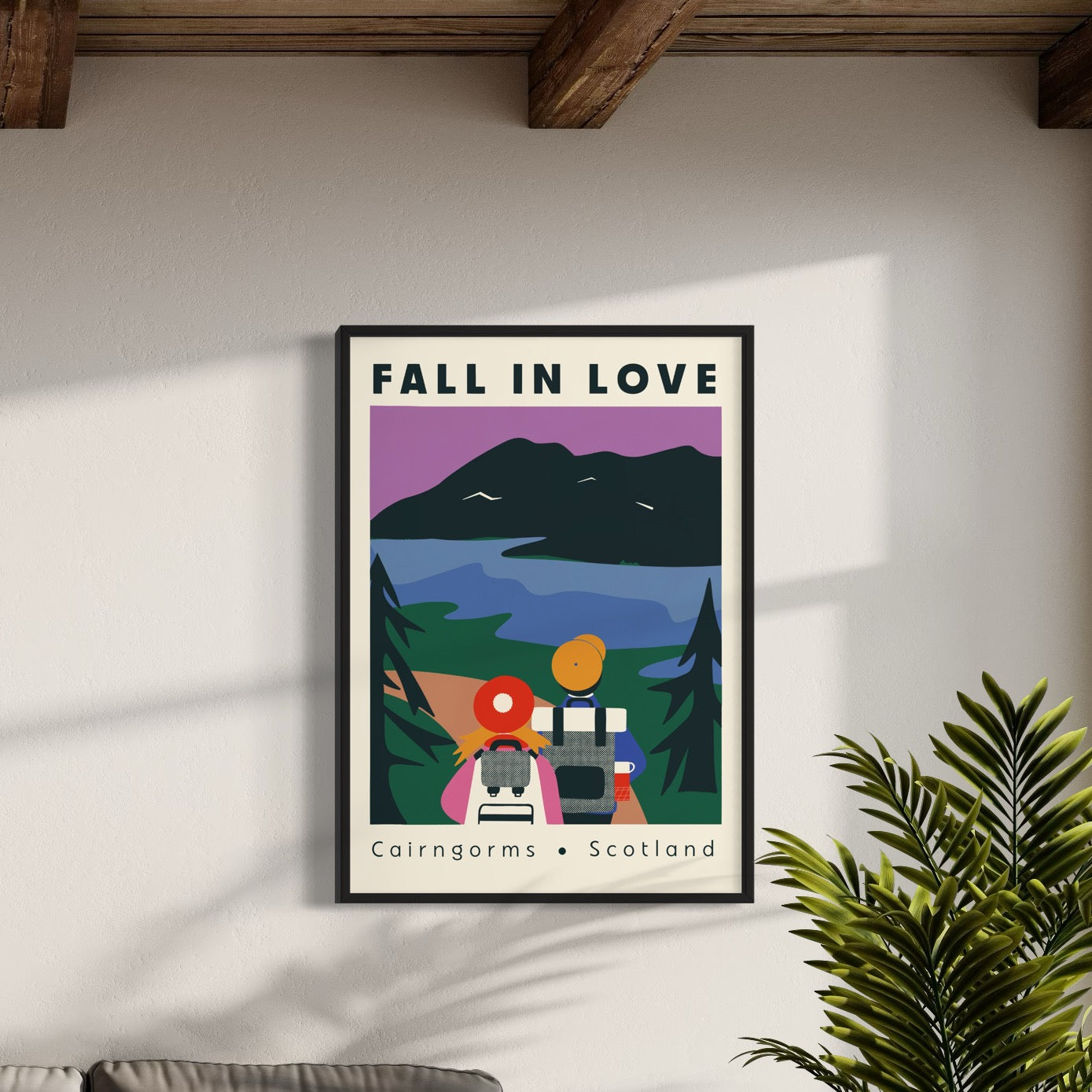 Cairngorms, Scotland Retro Travel Print