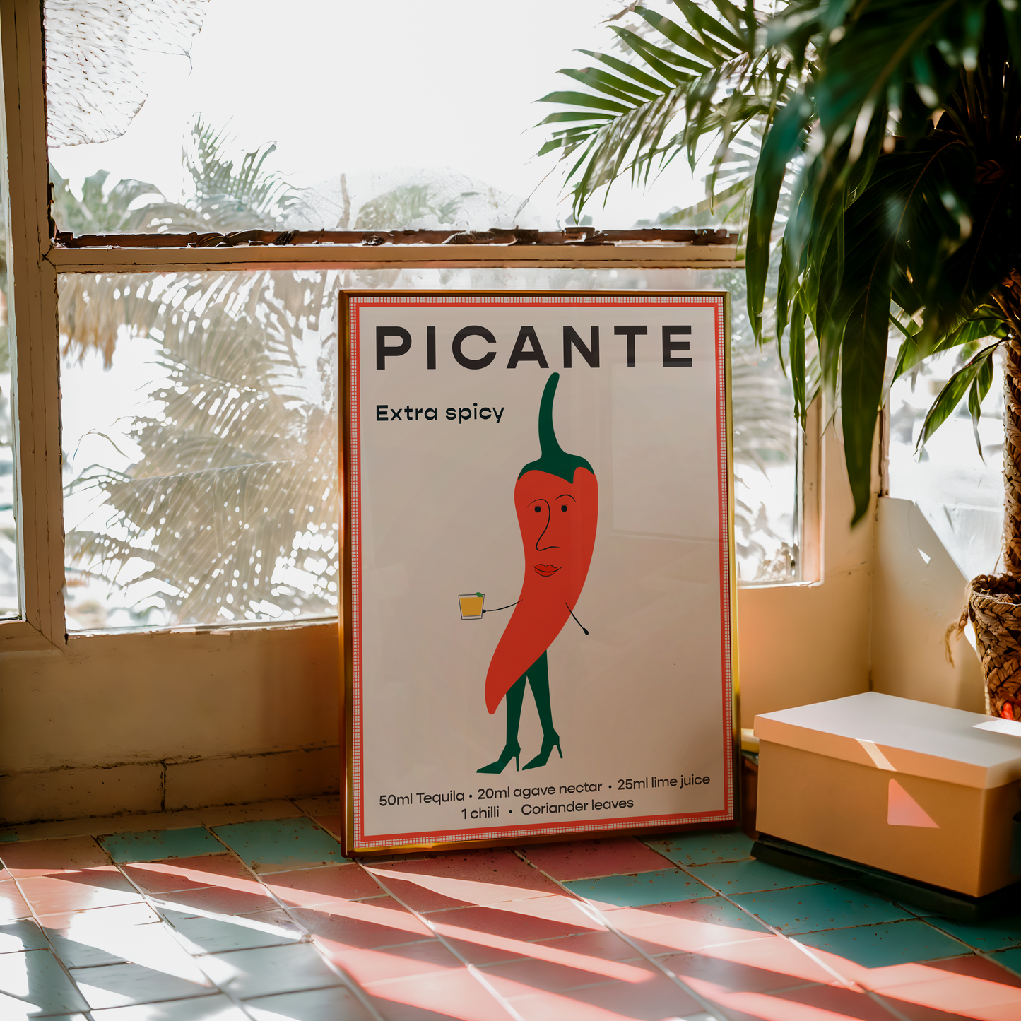 retro bar print, retro cocktail advertisement, picante recipe