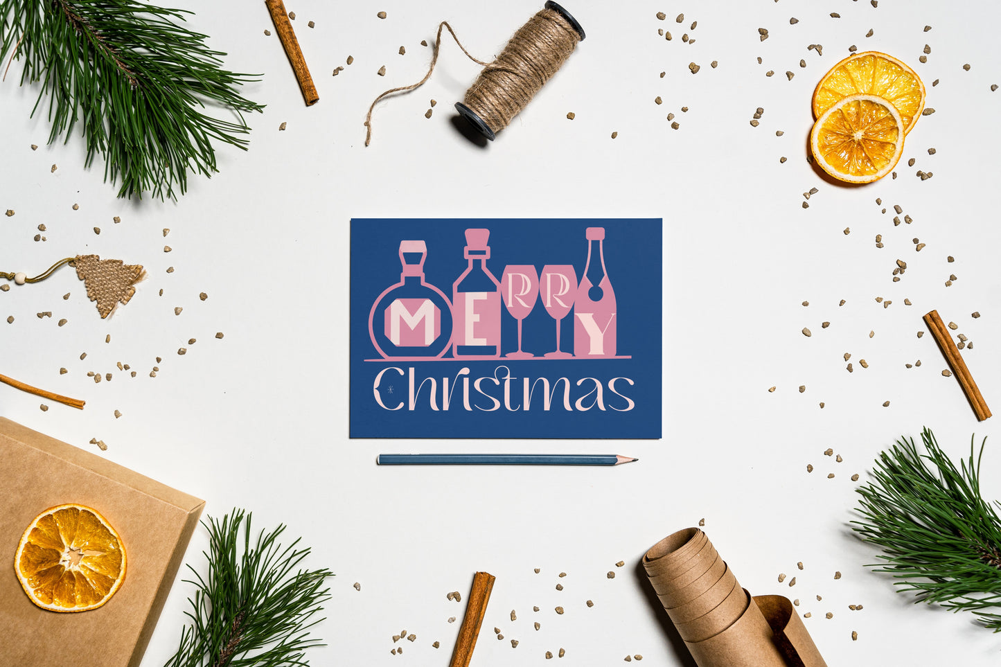 Retro Drinks Christmas Card