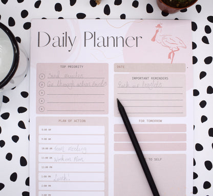 Pink Daily Planner Desk Pad