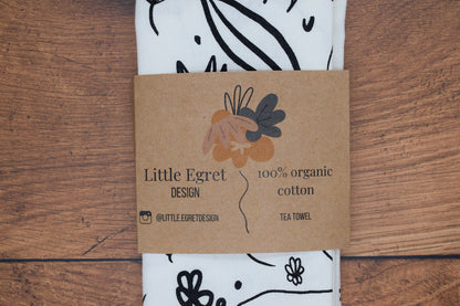 Organic Cotton Doodle Print Tea Towel