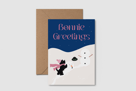 'Bonnie Greetings' Scottish Terrier A6 Christmas Card