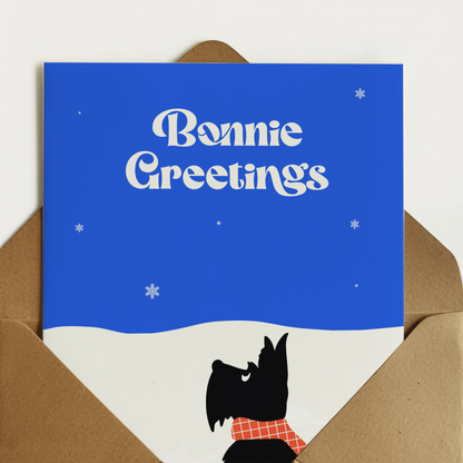 'Bonnie Greetings' Scottish Terrier A6 Christmas Card