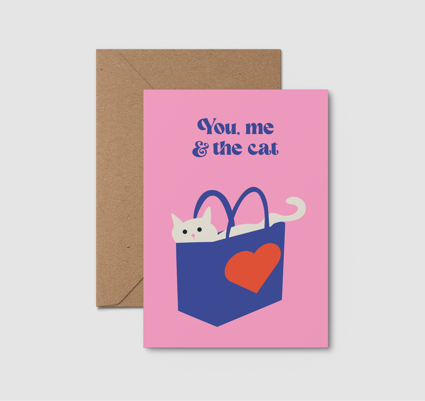 You, me and the cat Valentines Day Card. Cat greeting cards. 