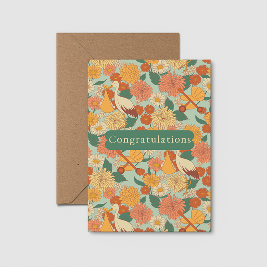 Congratulations, new baby card. For boy and girl. Baby shower gift. 