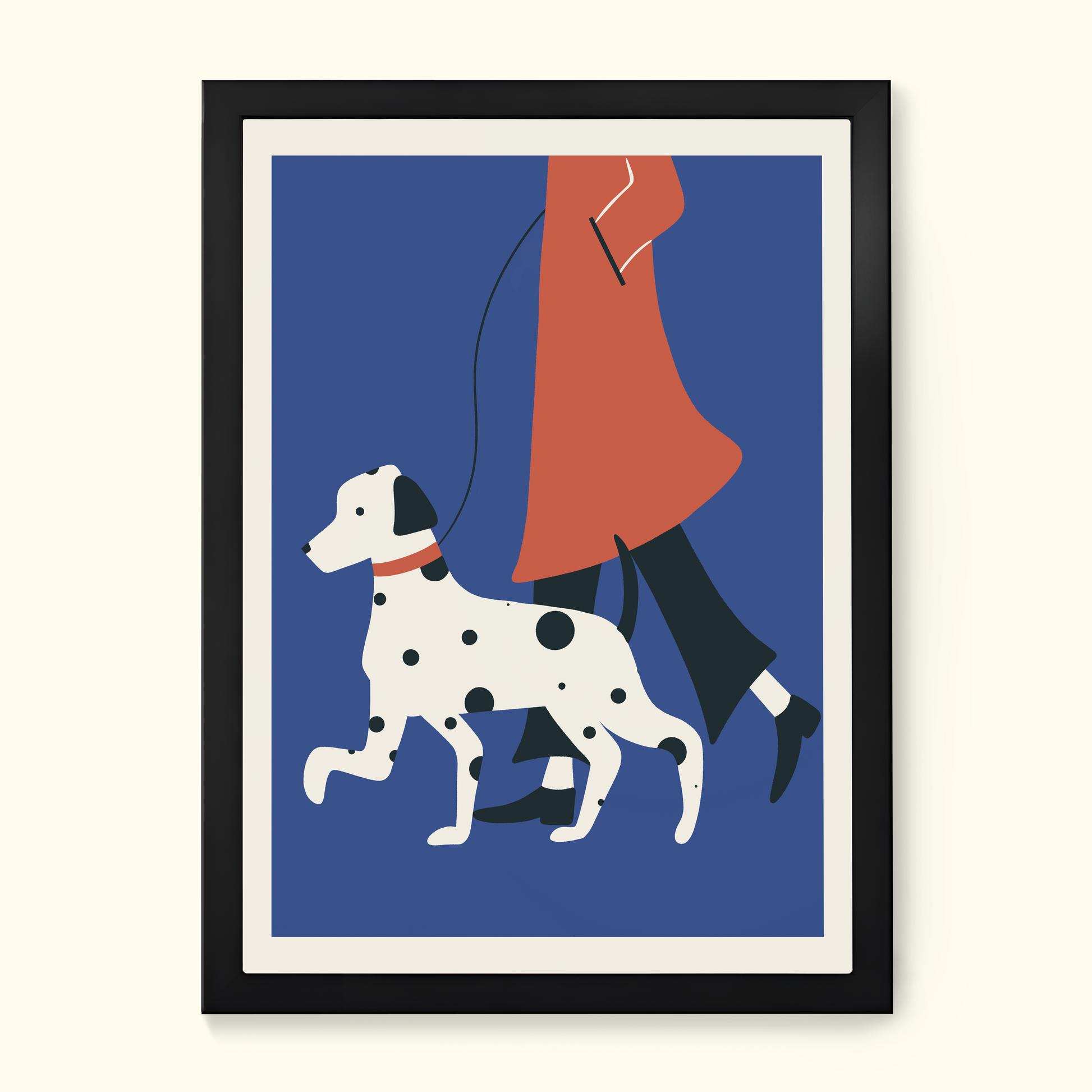 Dalmatian on a blue background. Bold and colourful wall art. Retro dog print. 