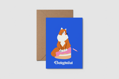 'Delightful' Funny Cat Birthday Card