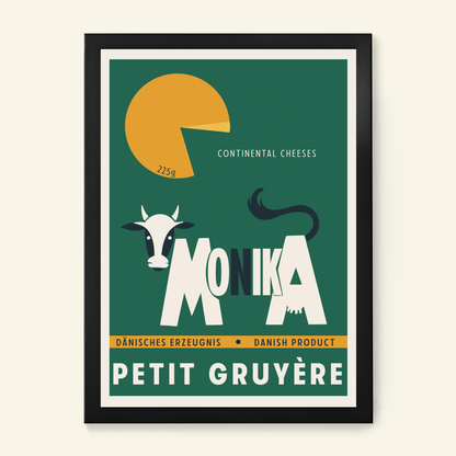 Petit Gruyère retro cheese label print