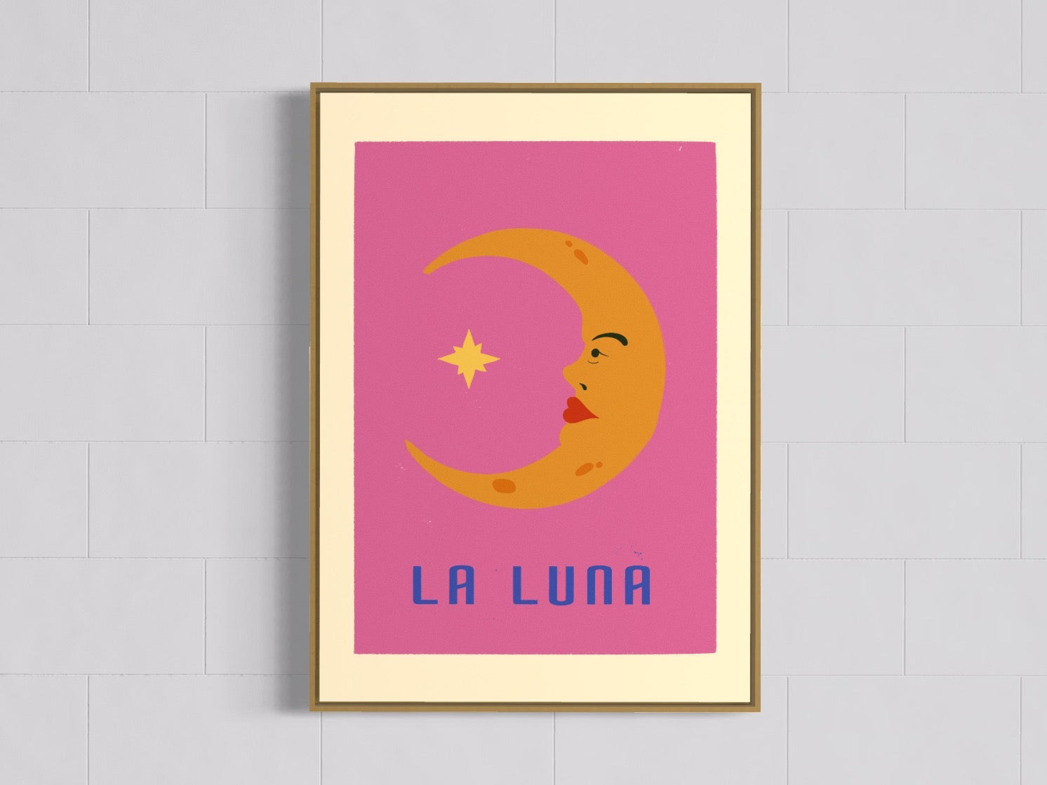 La Luna Moon Print. Pink Bedroom Wall Art 