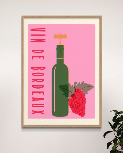 Bordeaux Wine Retro Print
