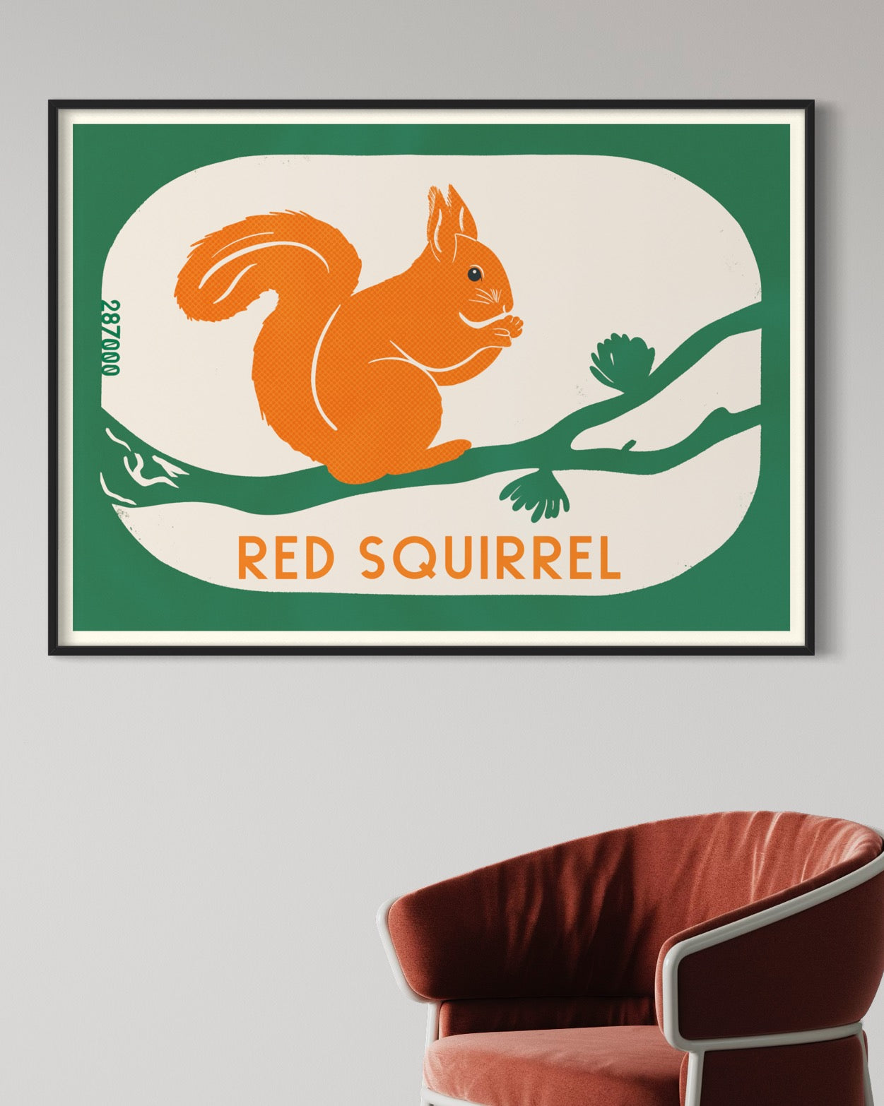 Red Squirrel Retro Wildlife Print