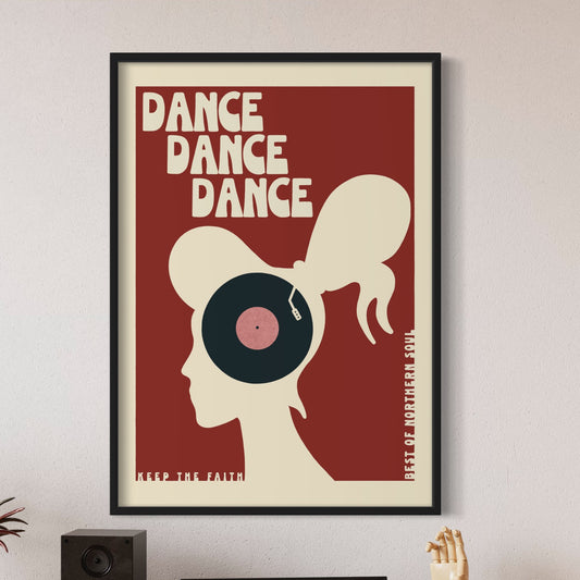 Northern Soul Music retro print. 