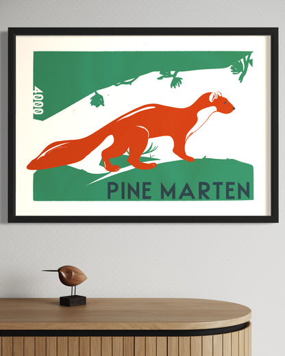 Pine Marten Retro Wildlife Print