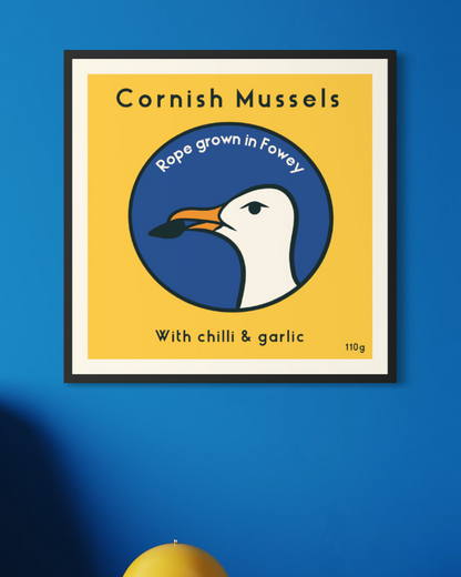 Seconds Cornish Mussels Square Tinned Fish Print