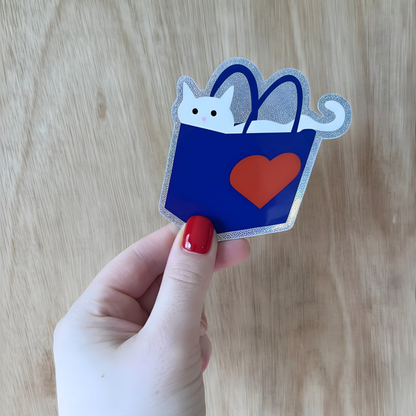 Shiny Cat in a bag sticker