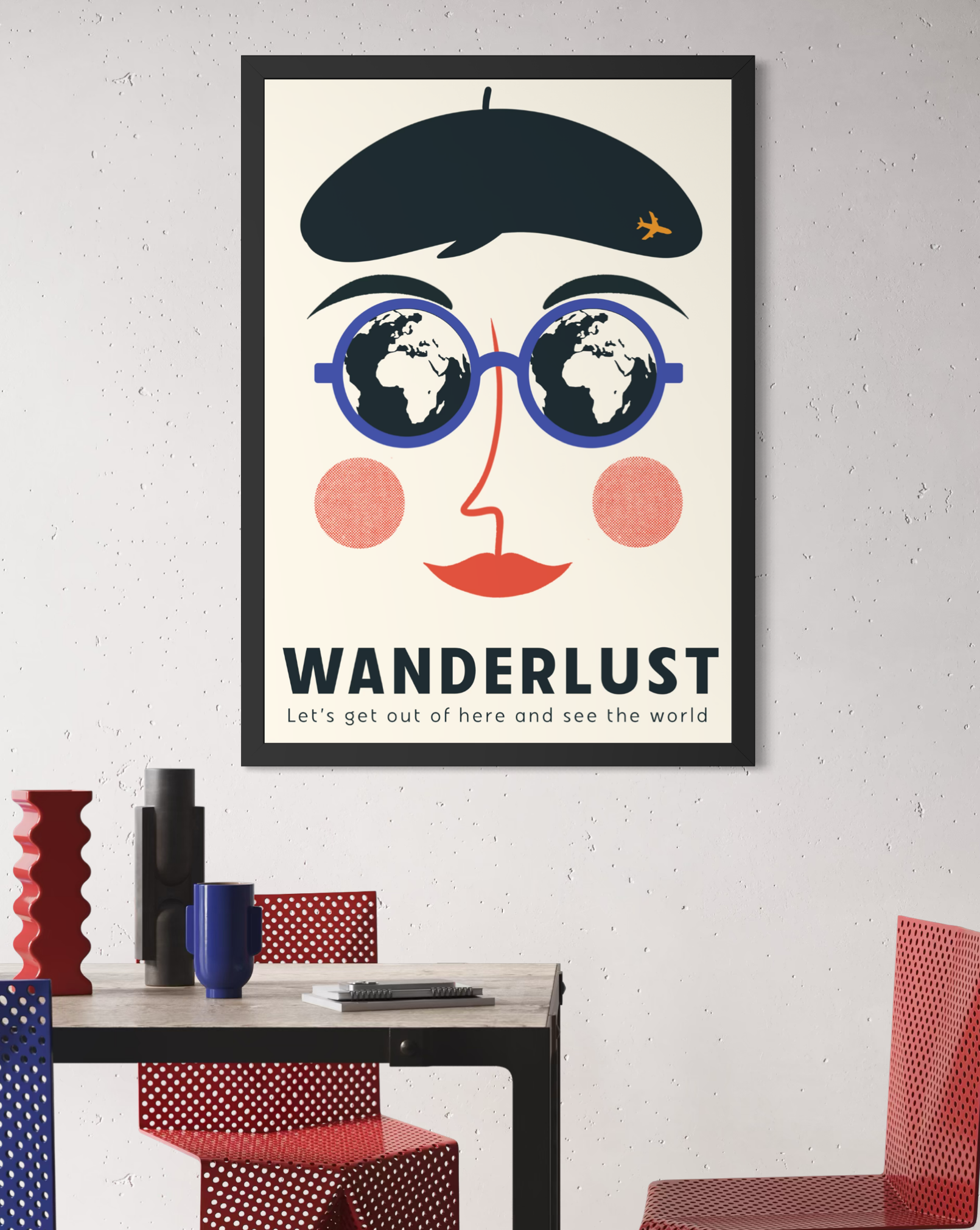 Retro travel poster. British Airways travel poster. Vintage travel poster. 