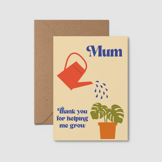 Mother's day gardening card. Thank you card. Cute mother's day card. 