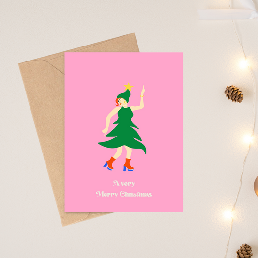 Very Merry Christmas illustrated A6 Christmas Card