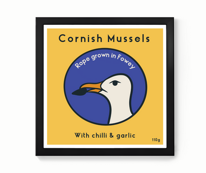 Seconds Cornish Mussels Square Tinned Fish Print
