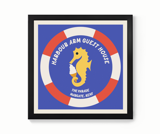 Margate Retro Hotel Luggage Label Square Print