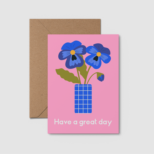 Pansies spring mother's day card. Floral Birthday Card. 