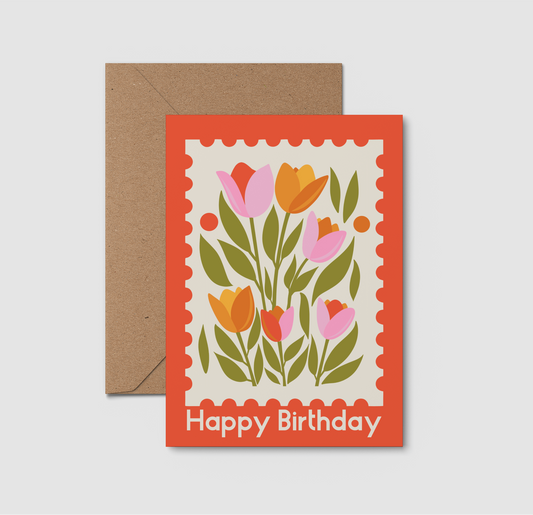 Happ Birthday Tulips Greetings Card