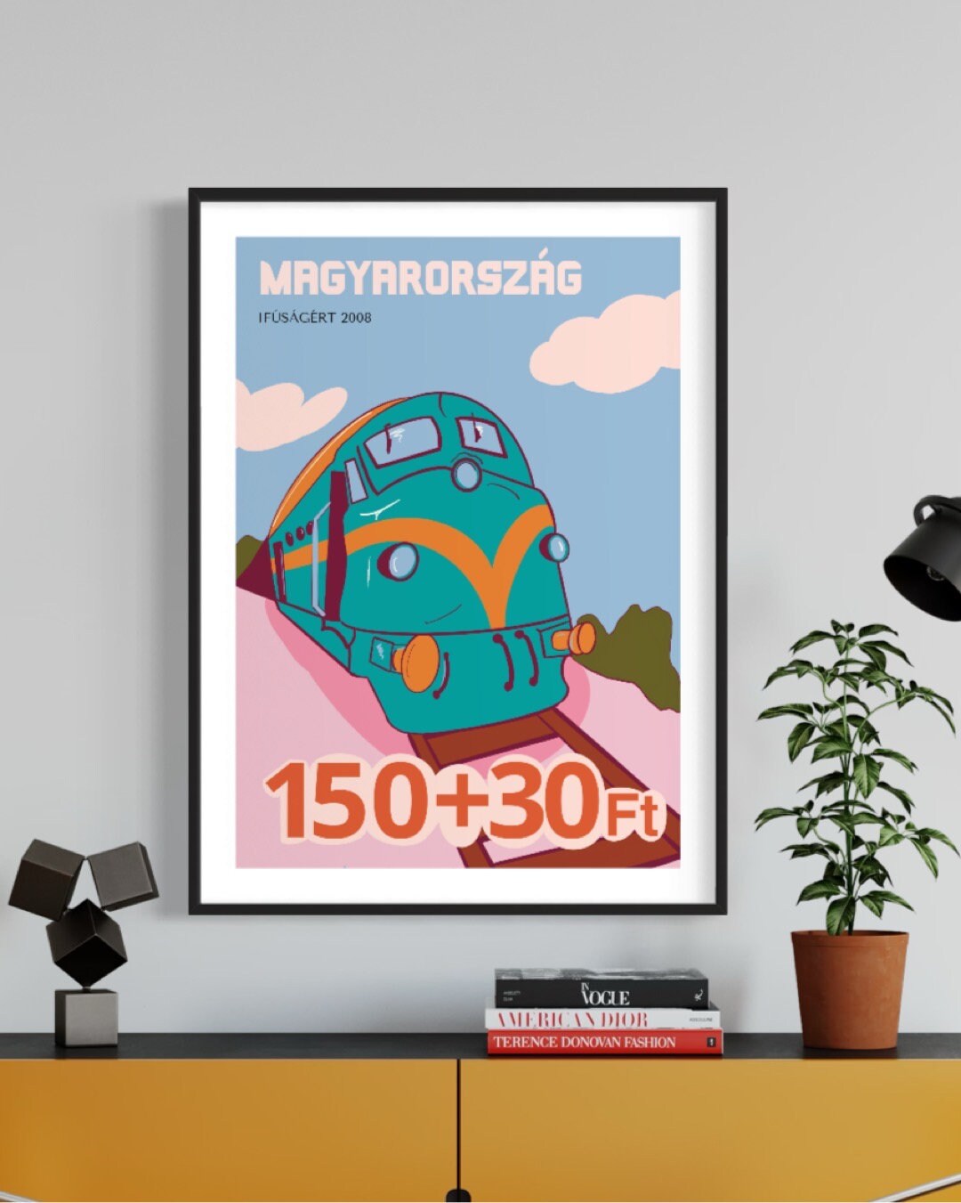 Retro Colourful Hungarian Train Print