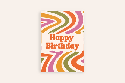 Retro waves Happy Birthday Card