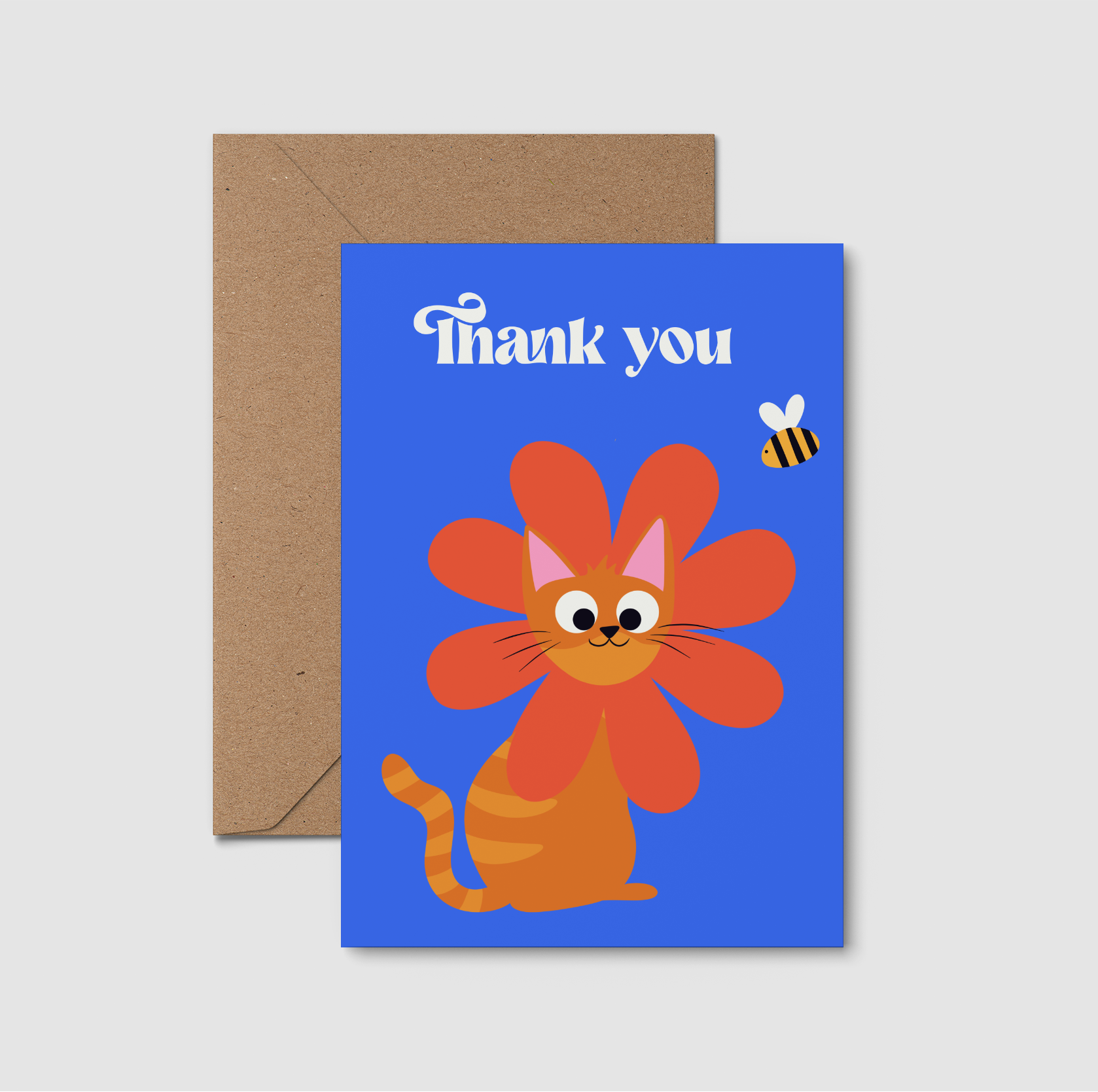 Cute Cat floral greetings card